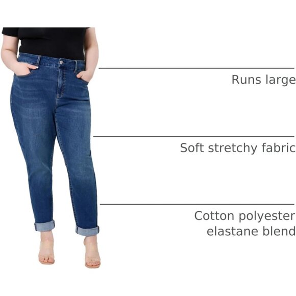 Plus Size Skinny Jeans High Rise Stretchy Denim Pockets Tummy Control - Picture 4 of 6